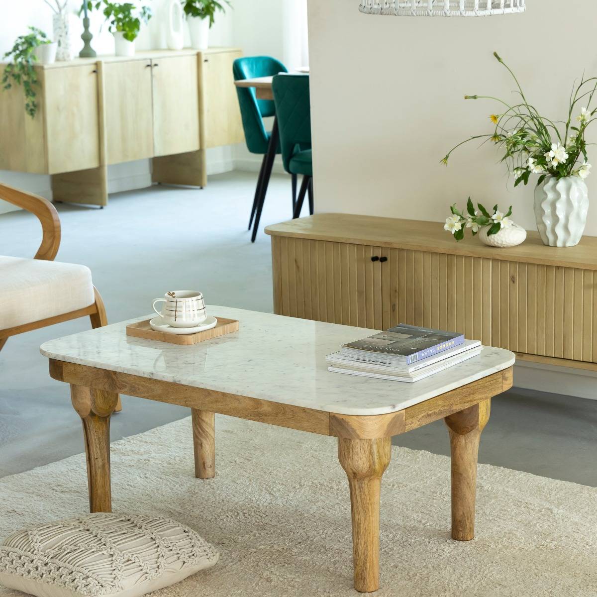 Table basse en bois d'acacia CALIX bois clair, MADE IN MEUBLES 