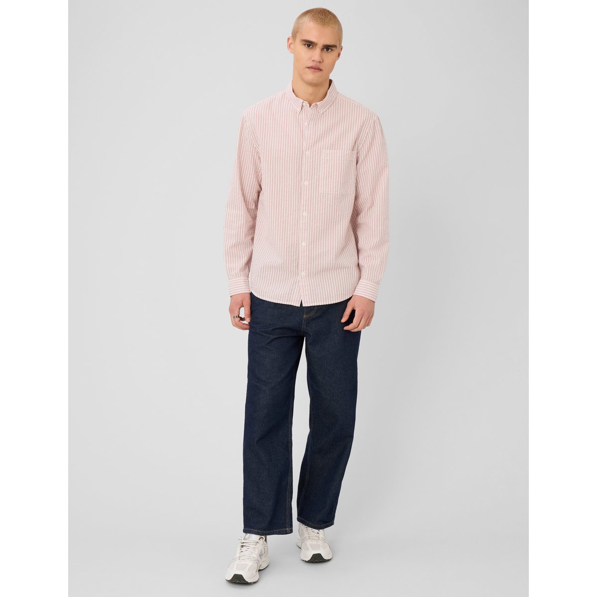Chemise manches longues rayée rouge, BZB