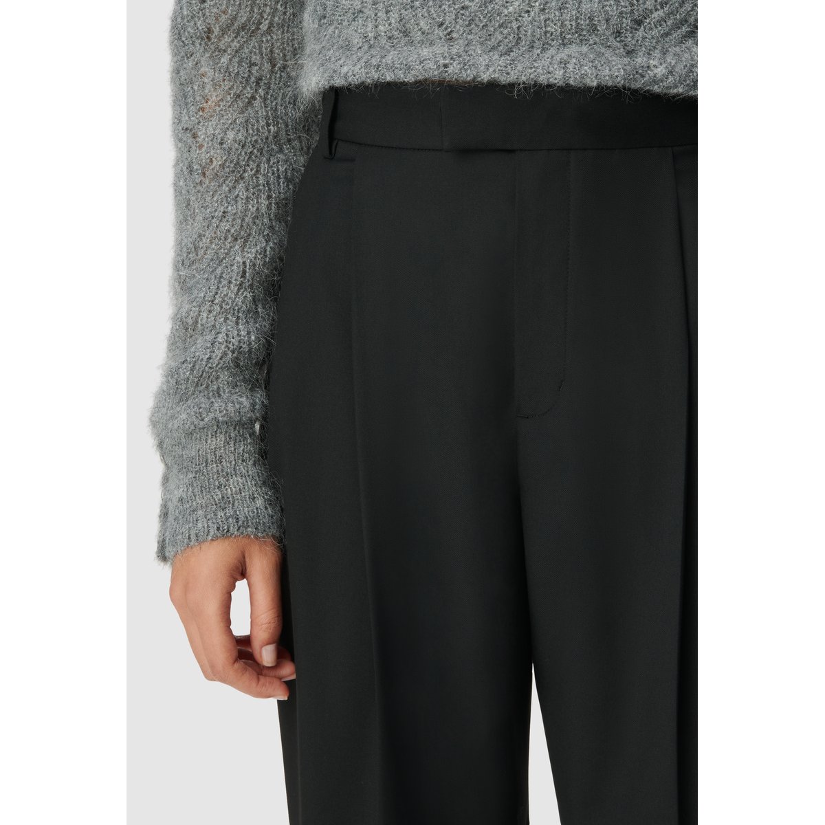 Pantalon à revers cropped noir, IKKS