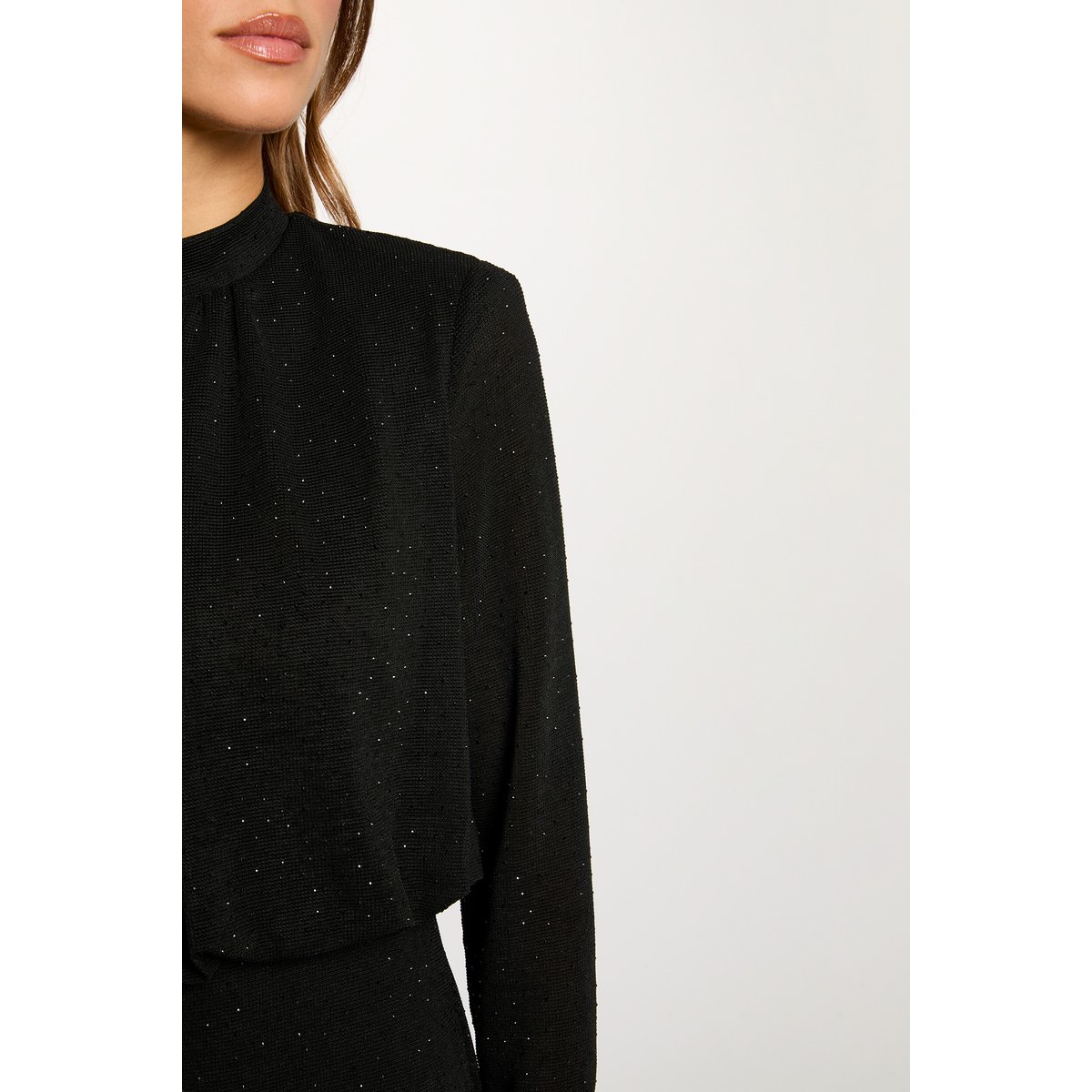 Robe maille brillante noir, MORGAN