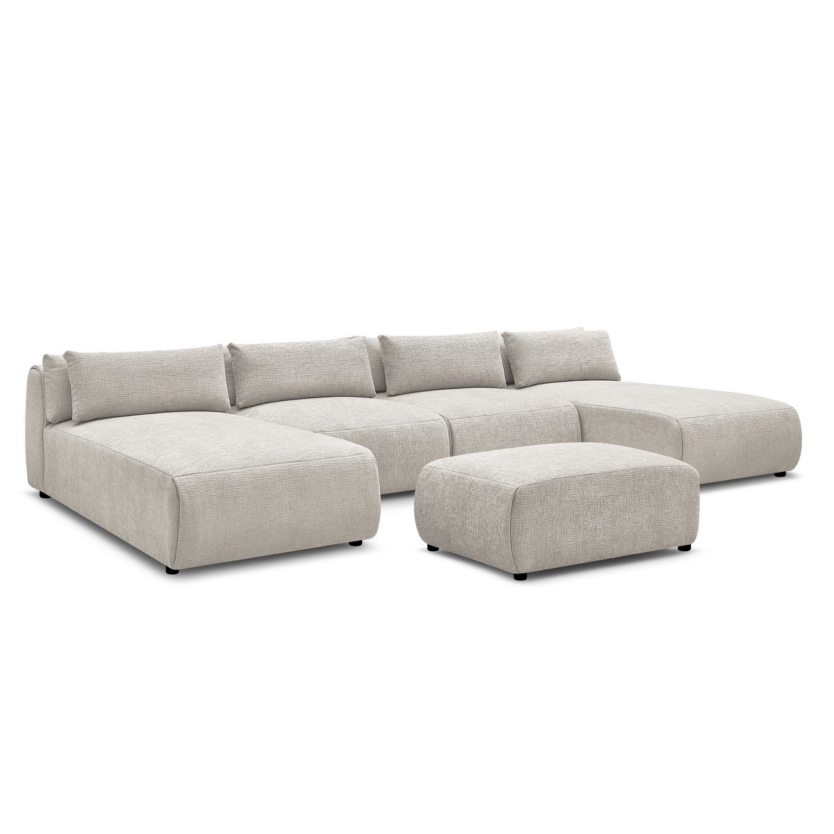 Canapé modulable 5 places en tissu texturé, JANA beige, BOBOCHIC