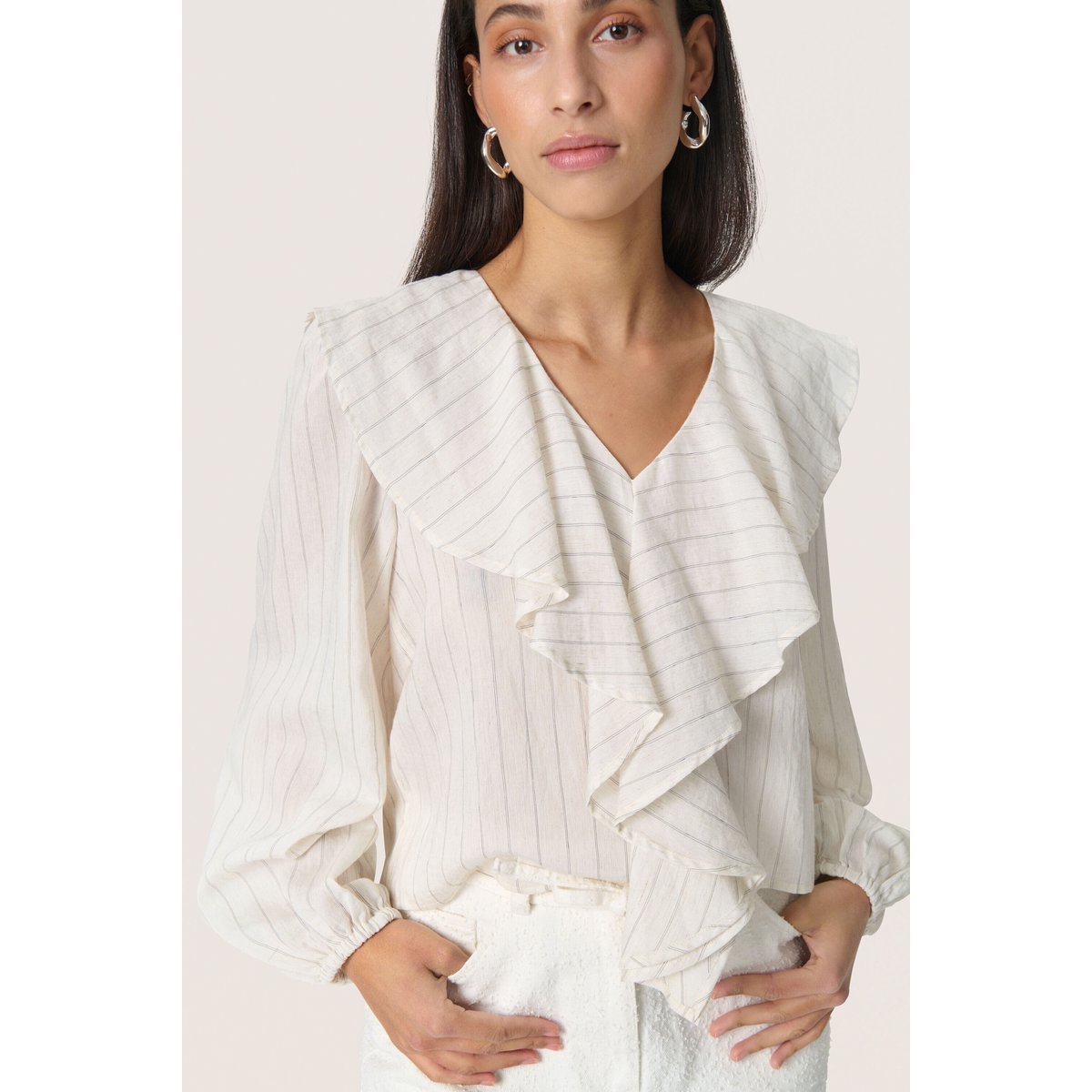 SOAKED IN LUXURY Blouse à manches longues SLRoya beige nature stripe, SOAKED IN LUXURY