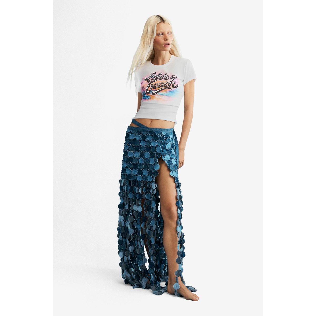 T-shirt coton imprimé blanc, DESIGUAL