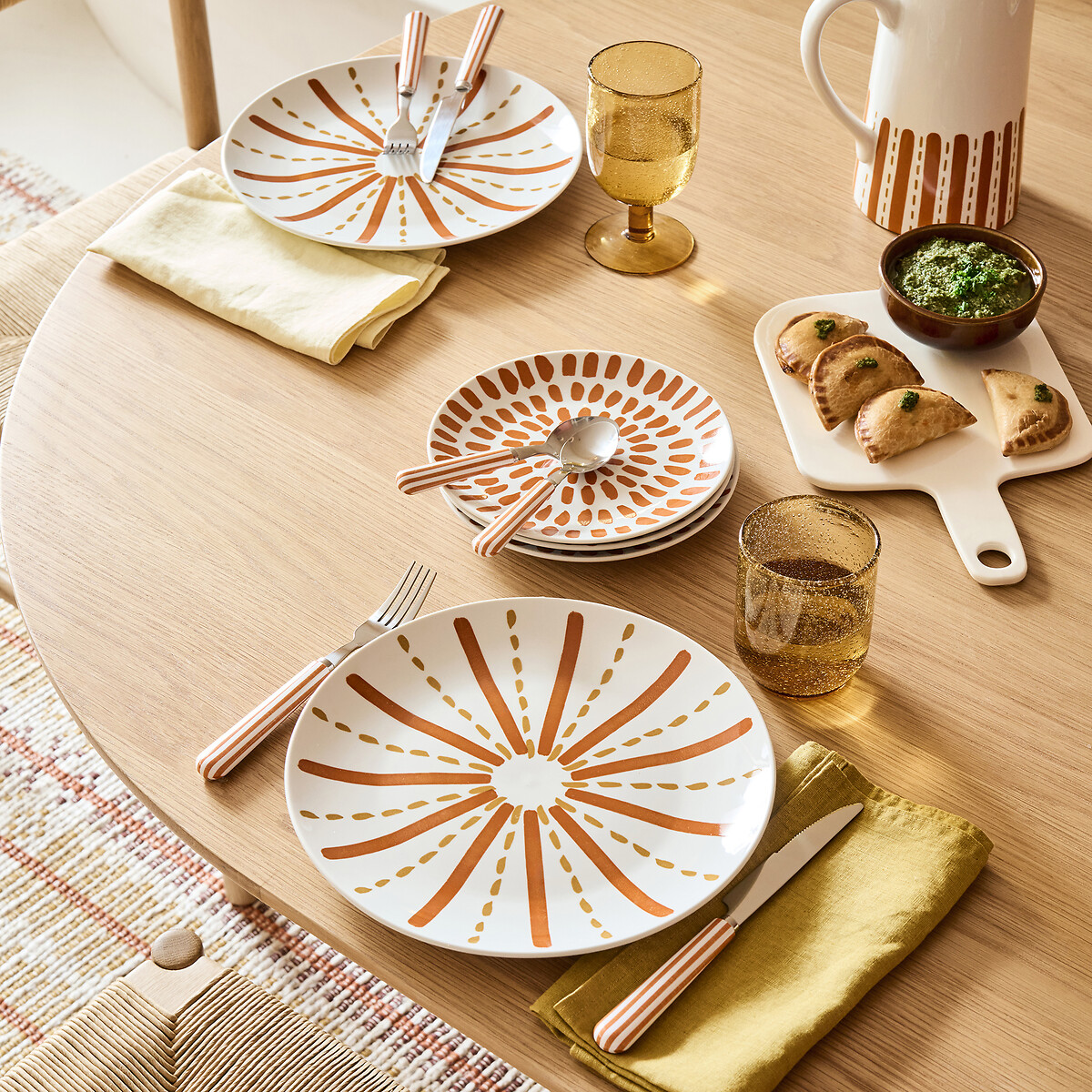 Set von 4 Desserttellern aus Steingut, RIVERI orange/gelb, LA REDOUTE INTERIEURS
