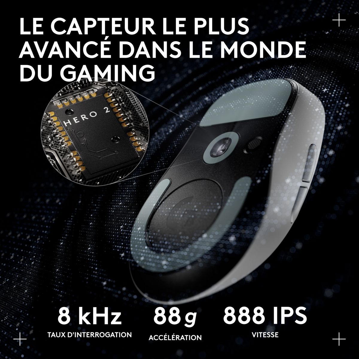 Souris Gamer Sans Fil PRO X SUPERLIGHT2 DEX LIGHTSPEED Blan couleur unique, LOGITECH