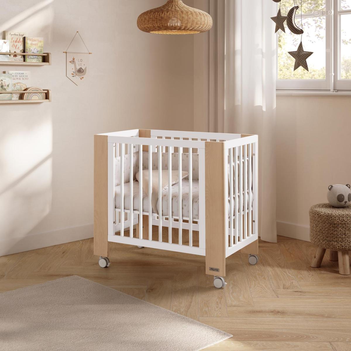 Minilit évolutif Converbaby 90x50 Blanc/Bois couleur unique, MICUNA