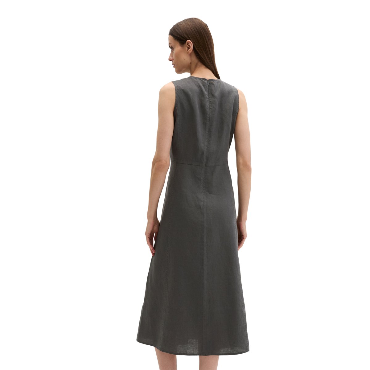Robe en lin shaped avec fermeture éclair sans couture gris foncé, MARC O'POLO