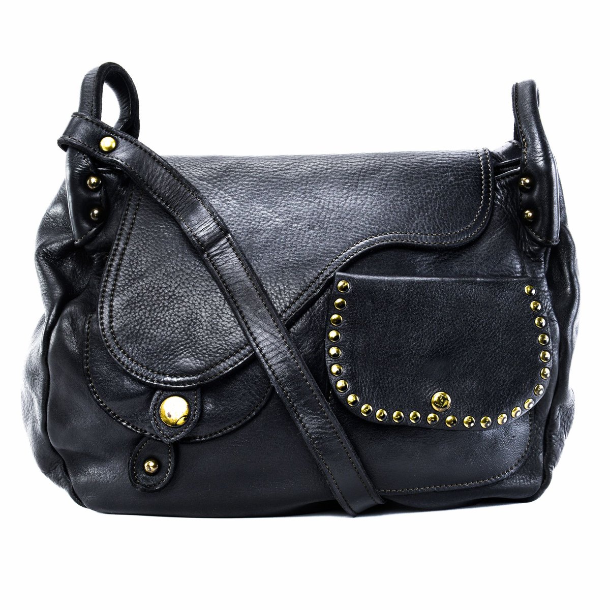 Sac bandoulière en cuir italien MISS CLYDE noir, OH MY BAG