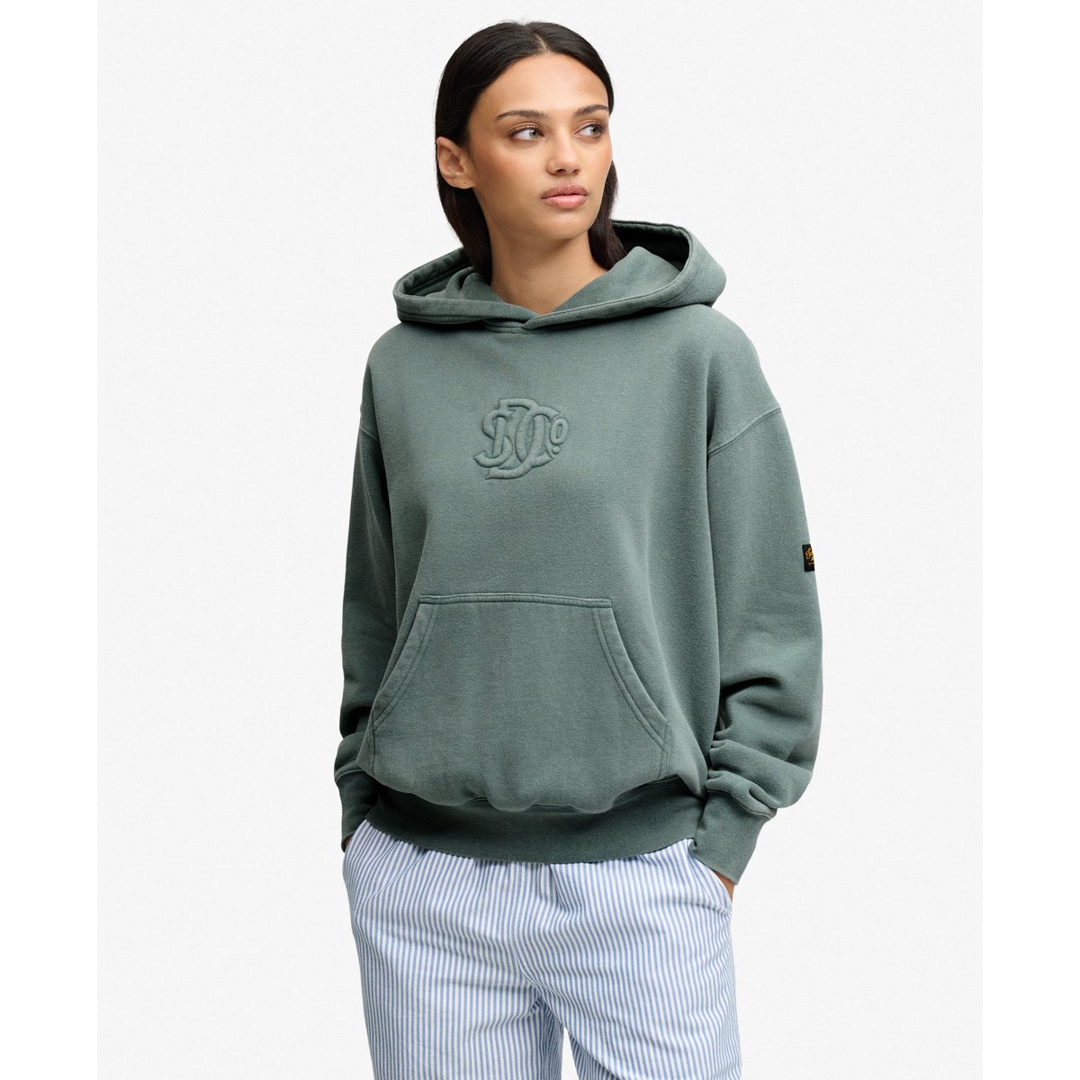 Sweat à capuche SD&Co Monogram Coupe Décontractée vert drius, SUPERDRY