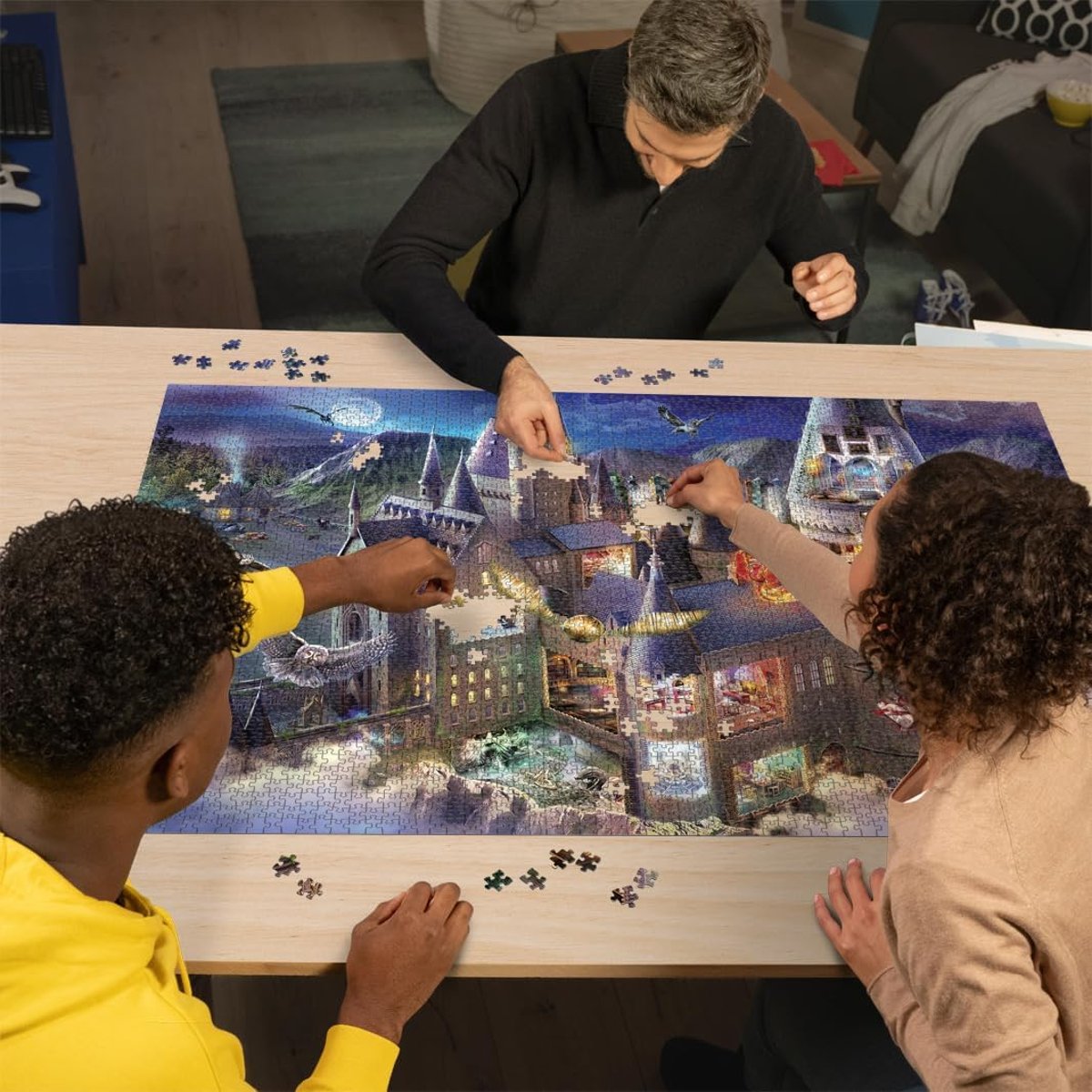 Puzzle Vue sur le château Poudlard 3000 Pcs noir, RAVENSBURGER