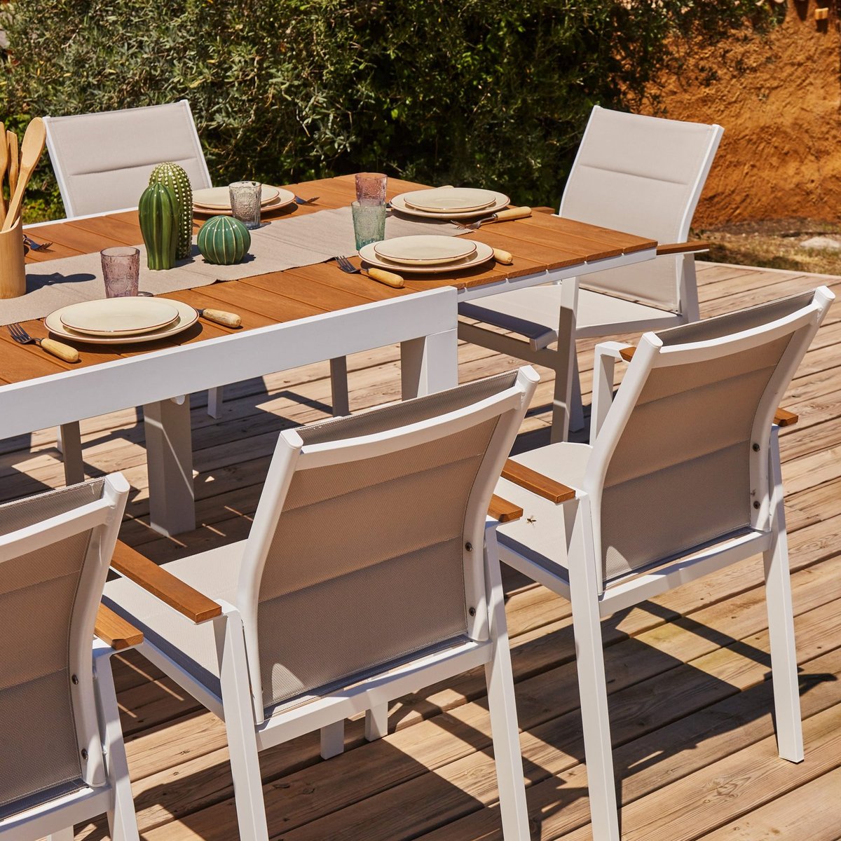 Table à manger, extensible, aluminium, OSAKA blanc, DEFORA HOME