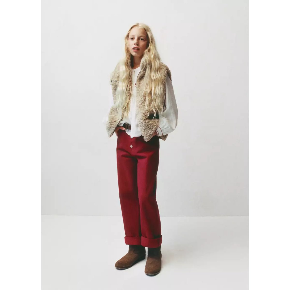 Jean large à boutons rouge, MANGO KIDS