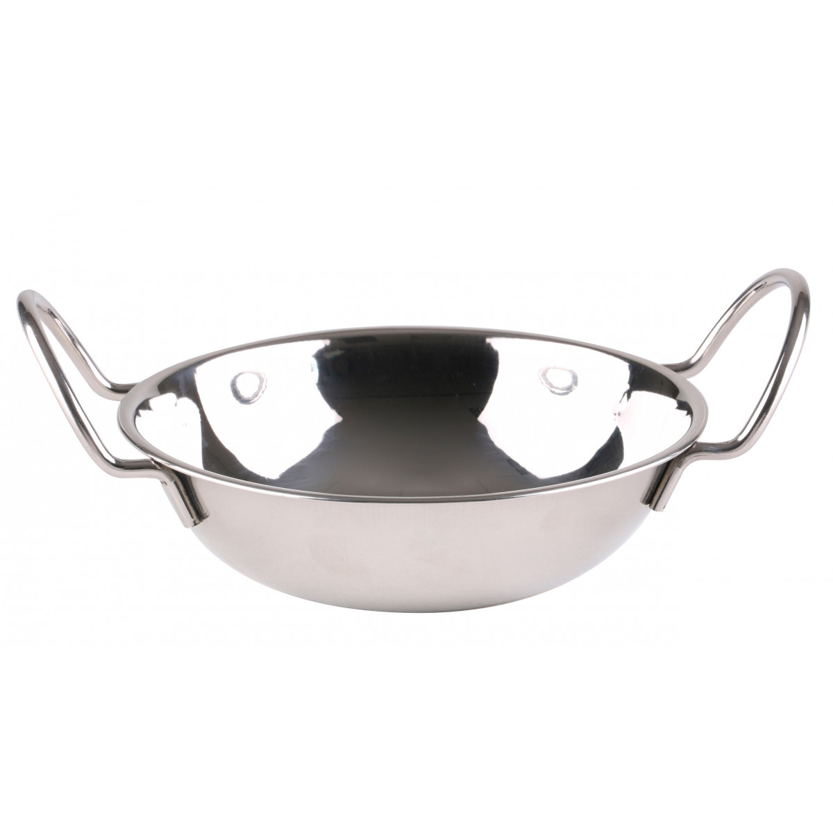 Plat Balti pour sauce avec poignées - Diamètre 15cm chrome/inox, WADIGA