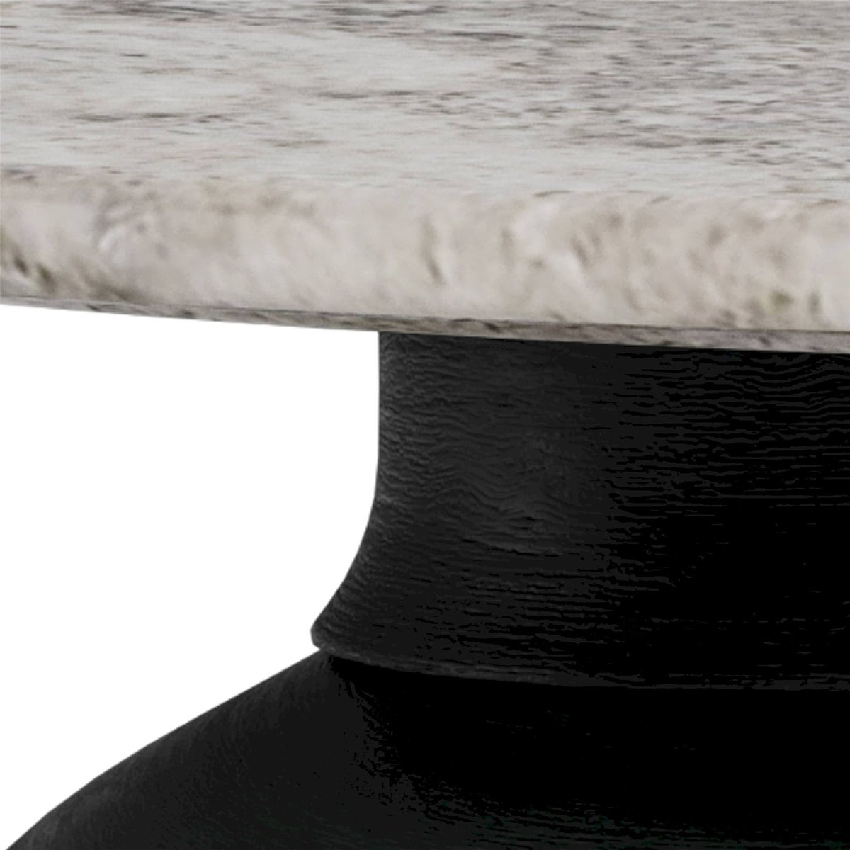 Table basse ronde collection KONYA gris marbre et noir, RECOLLECTION