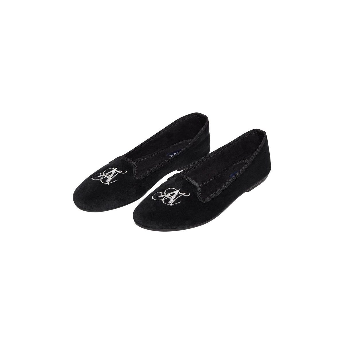 Chaussons ballerine en velours noir noir, ARTHUR
