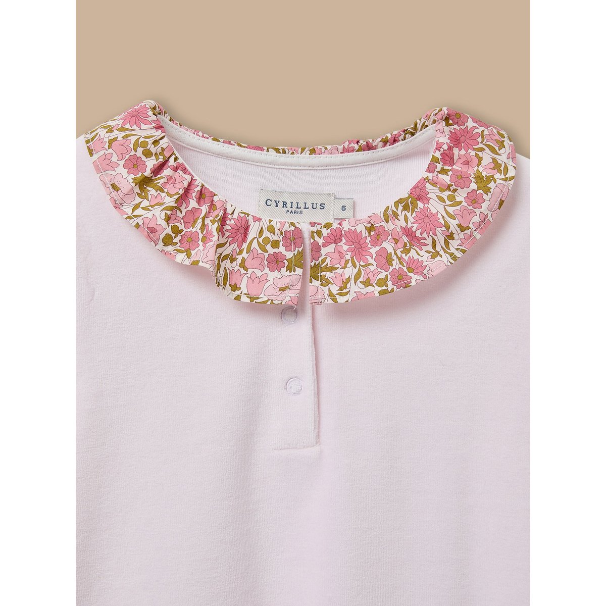 Pyjama col tissu Liberty liberty poppy and daisy, CYRILLUS