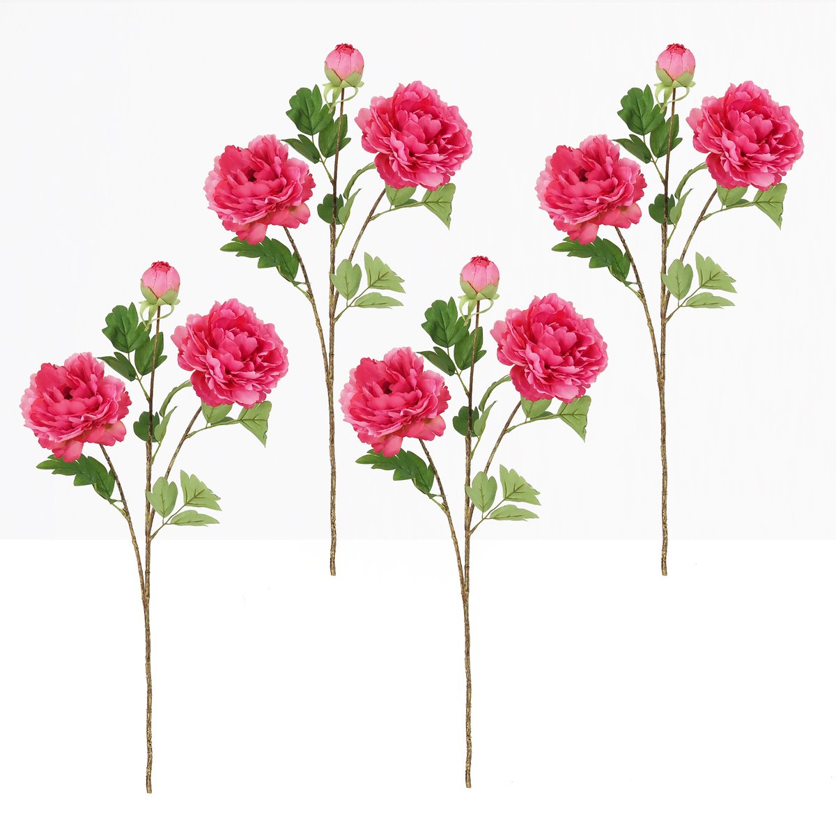 Pivoine artificielle en tige rose 70cm lot de 4 autres, LIGNE DECO