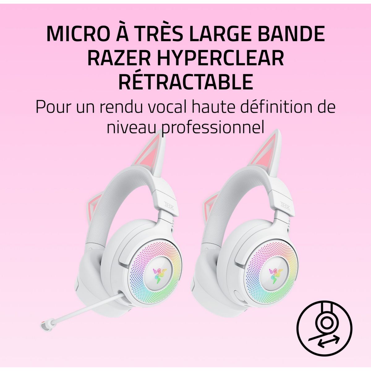 Casque gamer KRAKEN KITTY V3 PRO BLANC couleur unique, RAZER