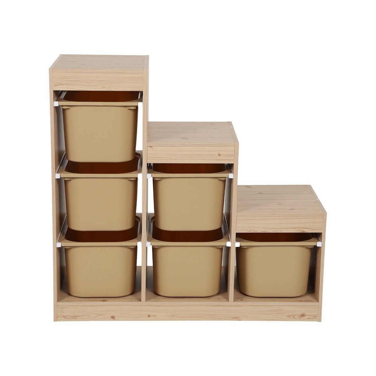 Meuble de rangement enfant escalier 6 bacs de rangement SORA beige, SWEEEK