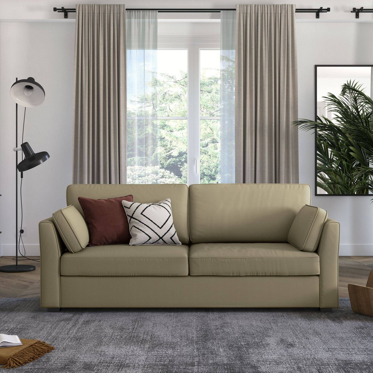 Canapé convertible tissu déhoussable - MARBELLA taupe, CAMIF