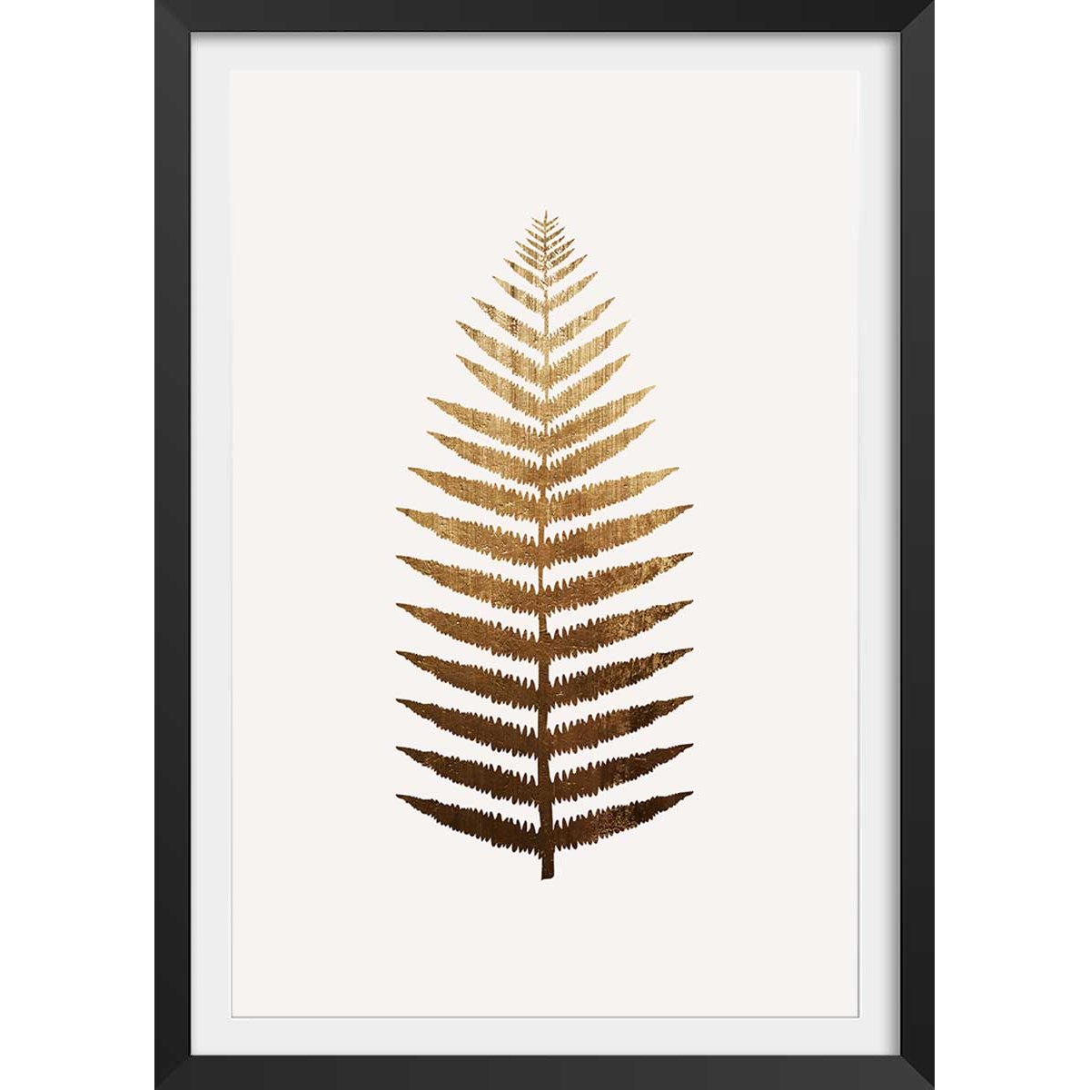 Affiche fleurs Fougere d'or affiche + cadre en bois - noir, HEXOA