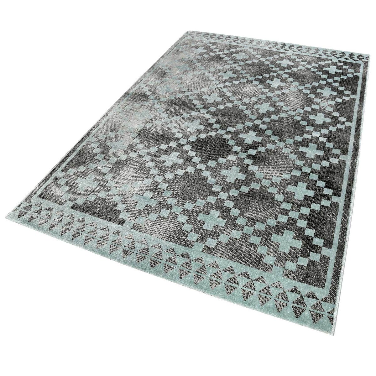 Tapis salon velours ras à motif ,  PLEASURE 2.0 turquoise, WECON HOME