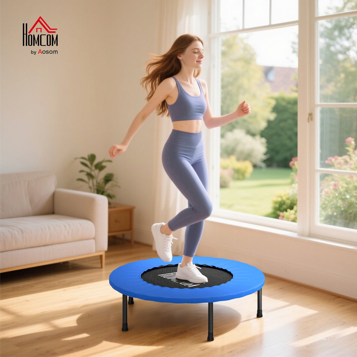 Trampoline Acier Bleu, Noir bleu, HOMCOM
