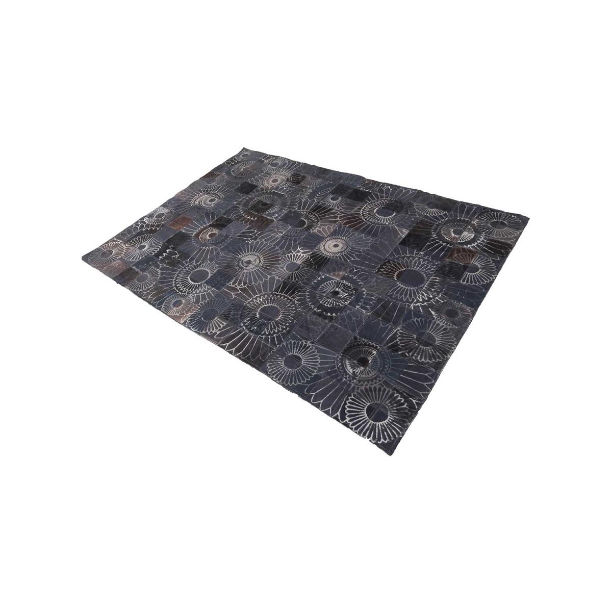 Tapis peau de vache LUBO, kilim fait main marron, UN AMOUR DE TAPIS