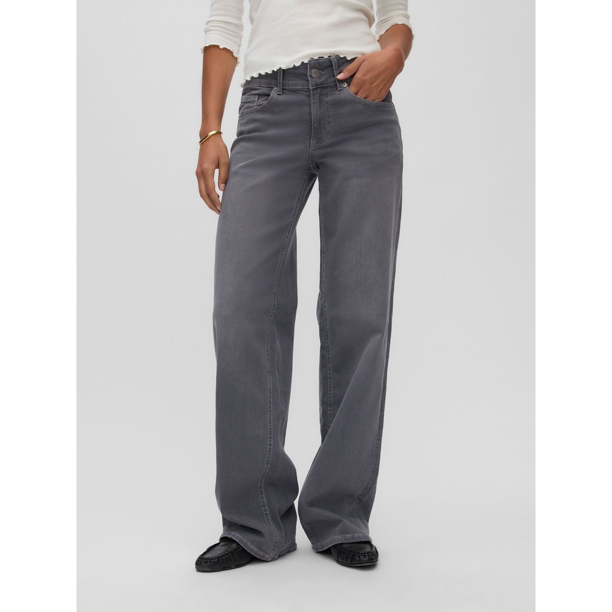 Jean À Coupe Large medium grey denim, VERO MODA