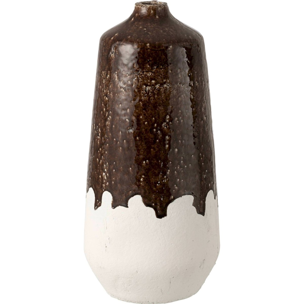 Vase en poterie deux parties fait main blanc et marron foncé, RECOLLECTION