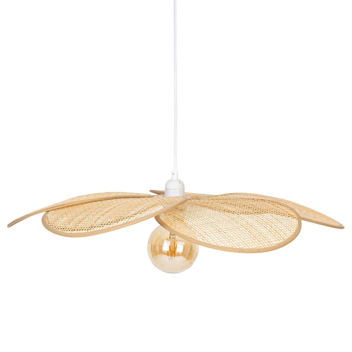 Suspension en bambou forme fleur à pétales 62cm RYM beige, ATMOSPHERA