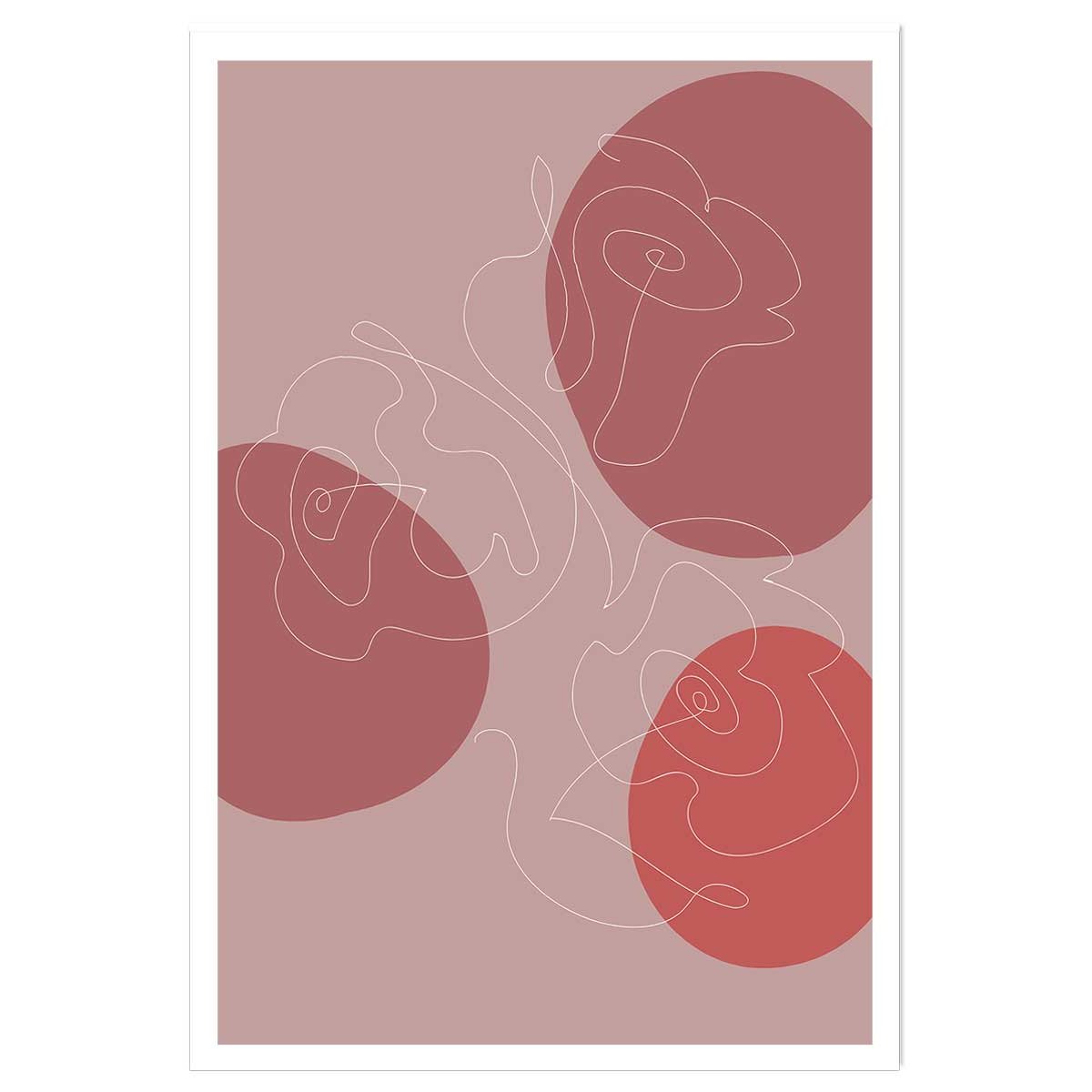 Affiche Line art et courbe rose affiche seule, HEXOA
