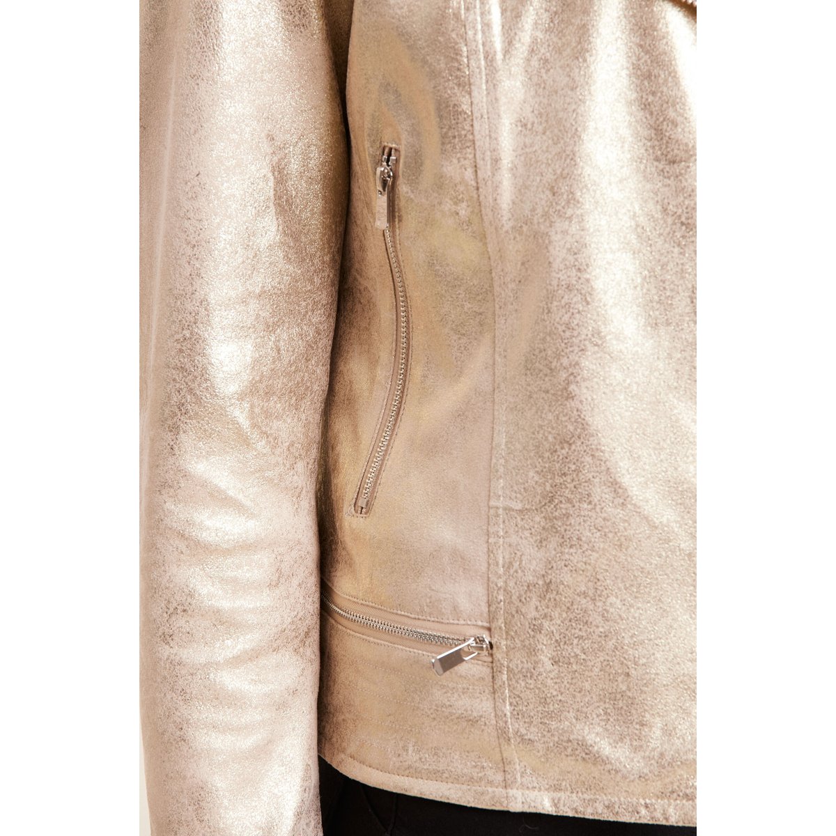 Veste esprit motard zippée couleur or, BREAL