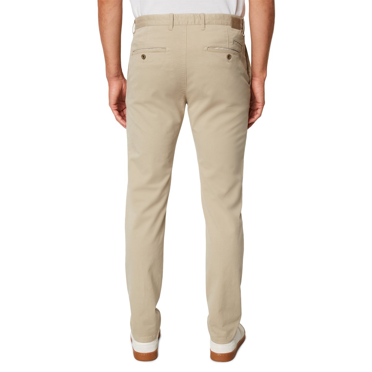 Chino modèle Malmö slim en twill de coton biologique creme, MARC O'POLO