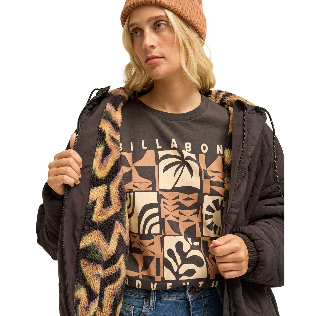 Doudoune à capuche FALL CAMPER noir black pebble, BILLABONG