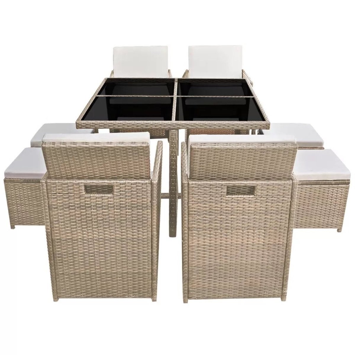 Salon de jardin encastrable en rotin beige, HOME MAISON