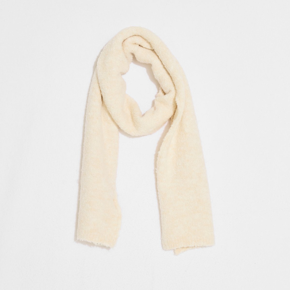 Echarpe douce en maille bouclette blanc cassé ecru, GRAIN DE MALICE