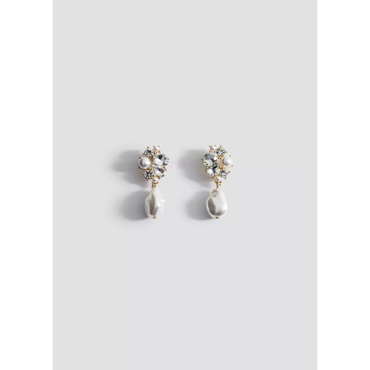 Boucles d’oreilles cristal perle or, MANGO