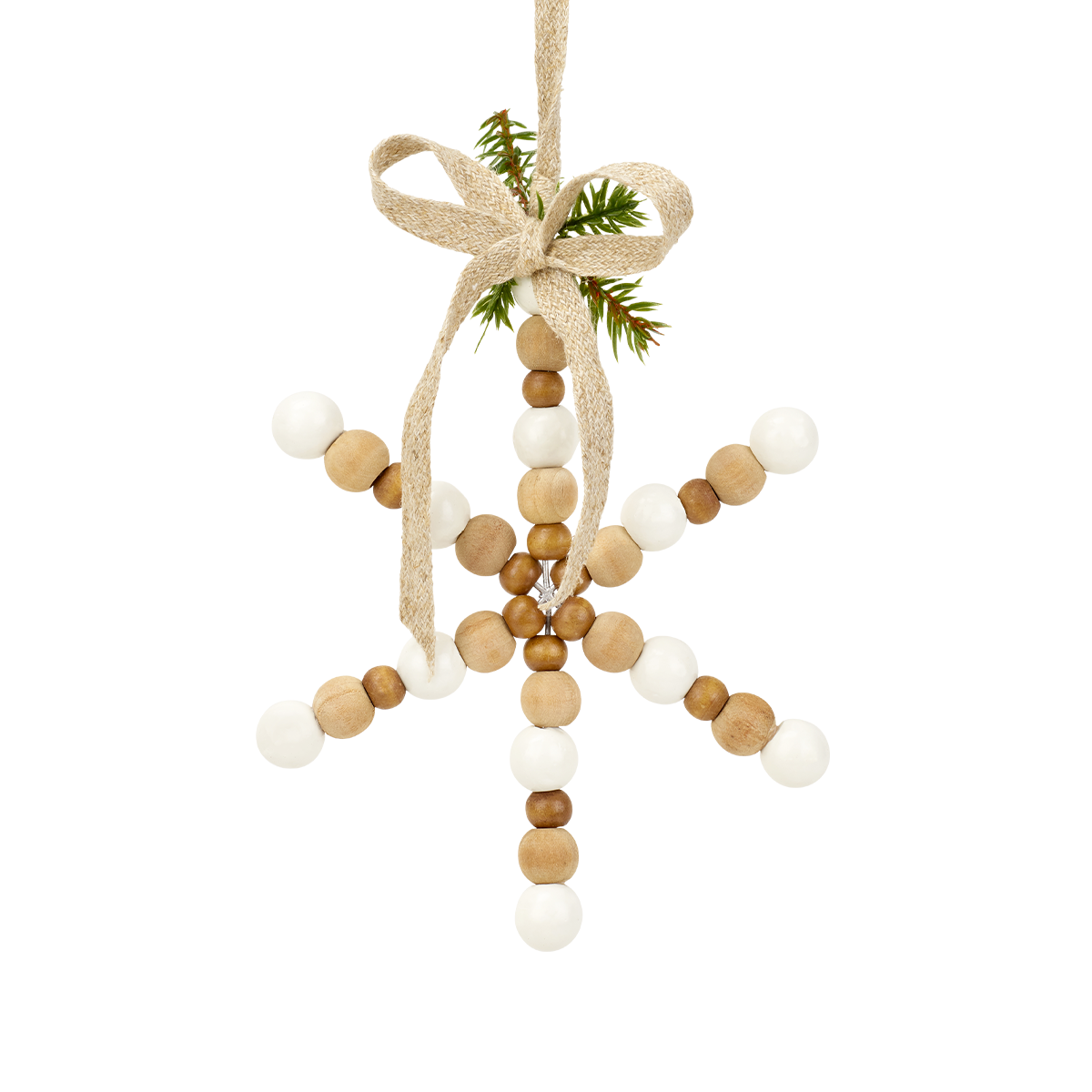 Suspension de noël décorative flocon en bois D10 beige, SIA DECO
