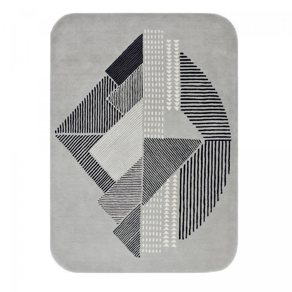 Tapis salon et chambre fait à la main en laine DECO STYLE gris, taupe, UN AMOUR DE TAPIS