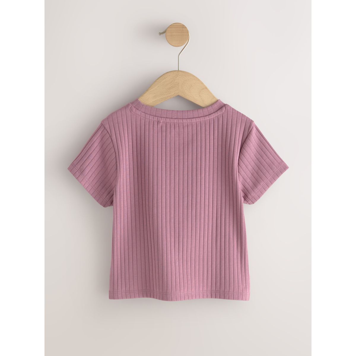 T-shirt cache-cœur côtelé, lot de 2 rose/blanc, NEXT