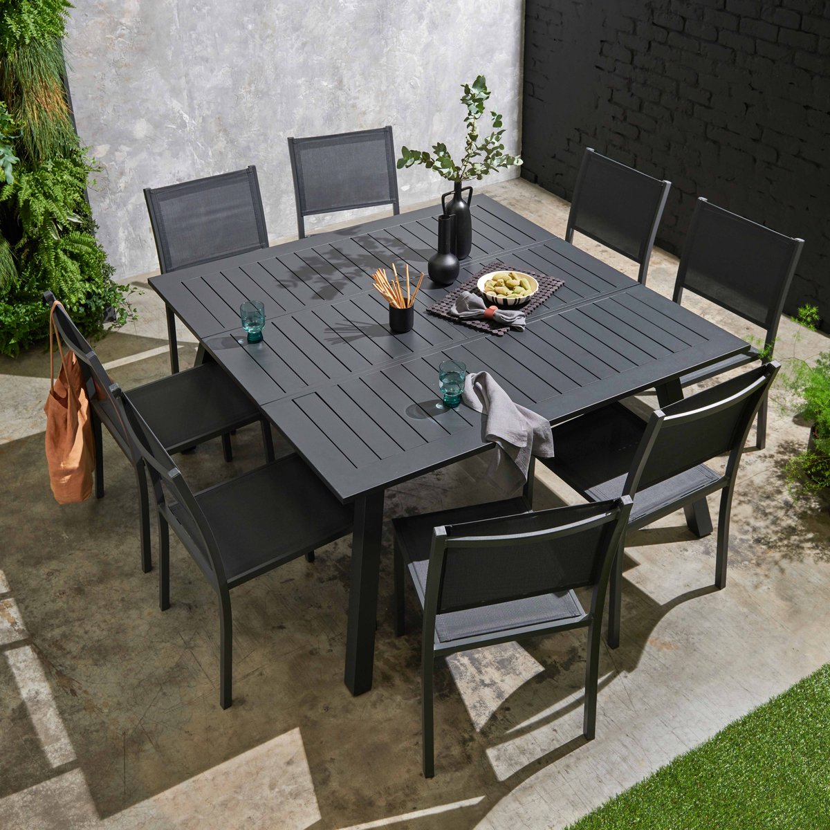 Lot de 2 chaises d'extérieur en aluminium et textilène, NICE gris, OVIALA