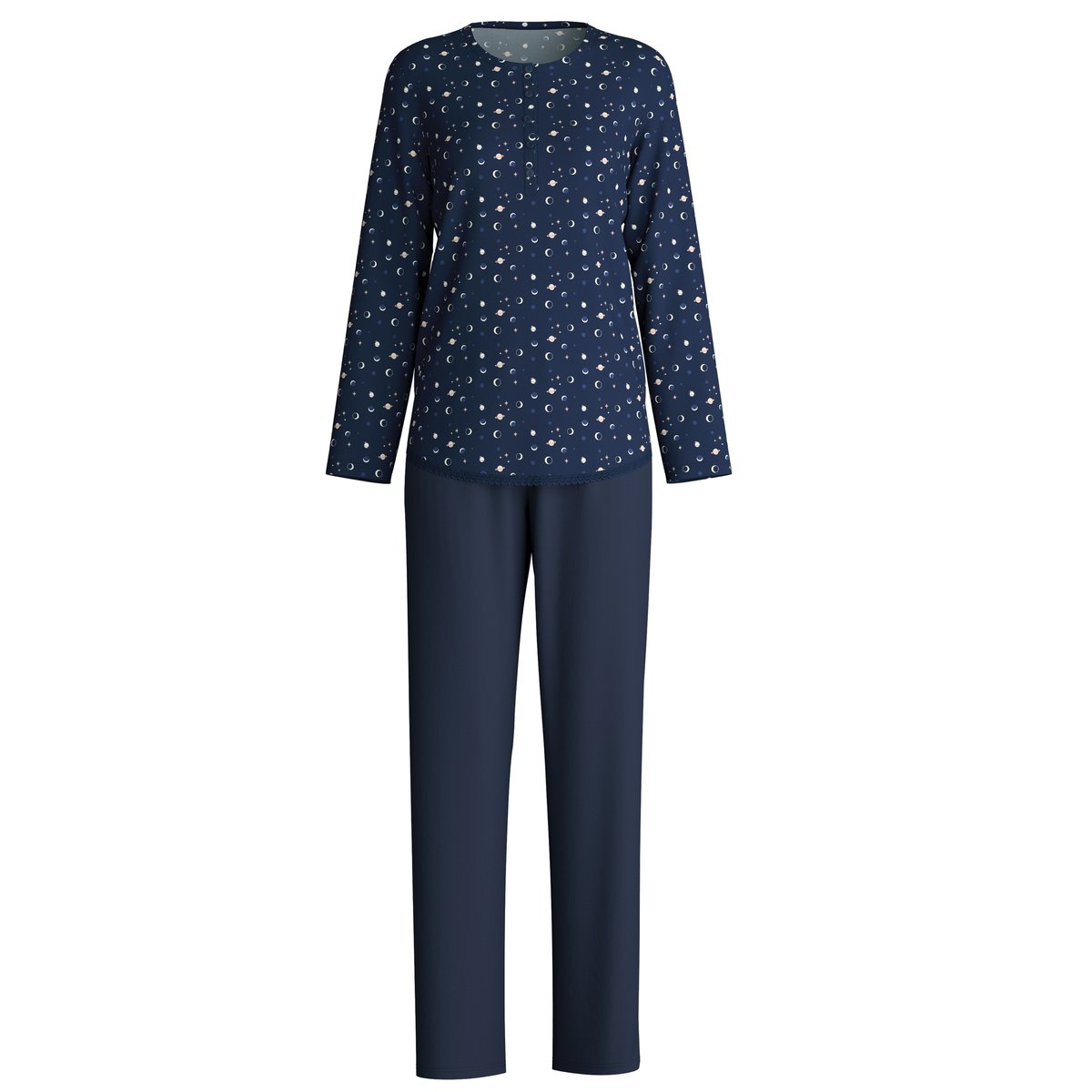 Pyjama à boutons manches longues Coton MIDNIGHT DREAMS bleu paon, CALIDA
