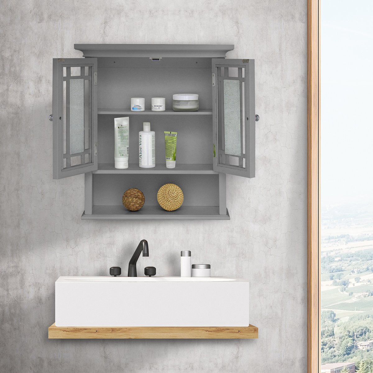 Armoire Toilett Gris WINDSOR gris, TEAMSON HOME