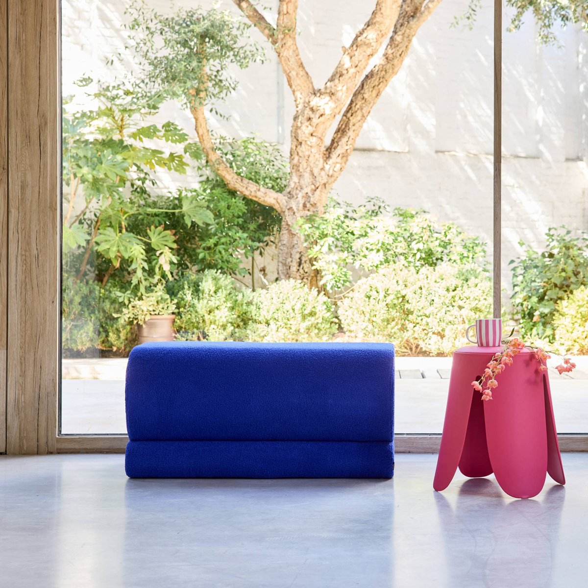 Banc design revêtement bouclette 1-2 places SASHA bleu, SWEEEK