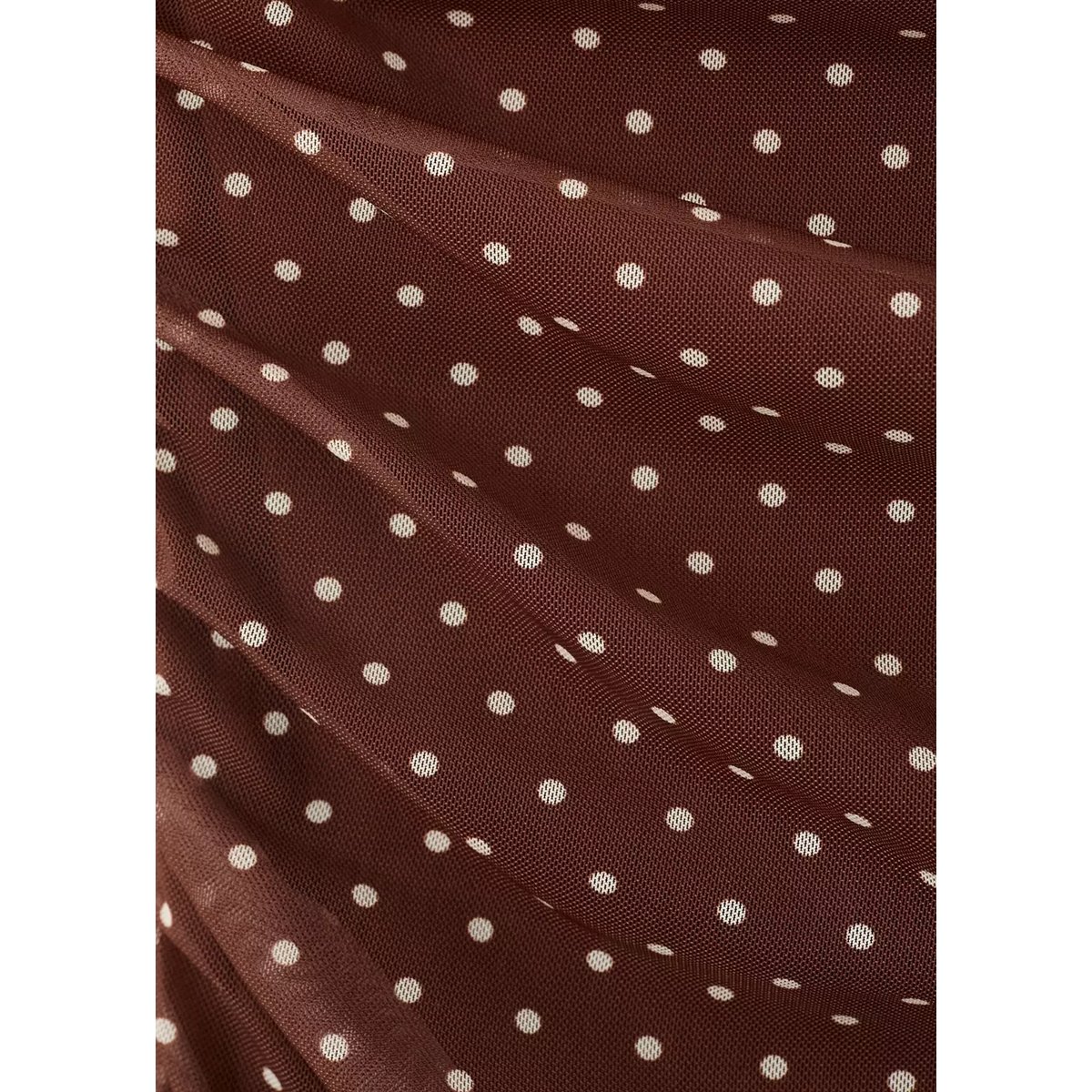Robe midi ajustée à pois marron, MANGO