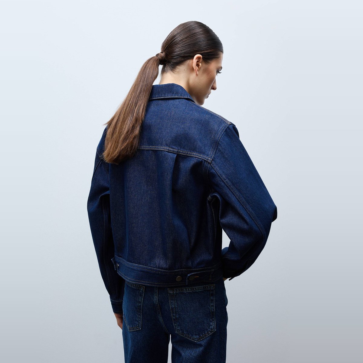 Blouson boutonné en jean brut denim, MONOPRIX