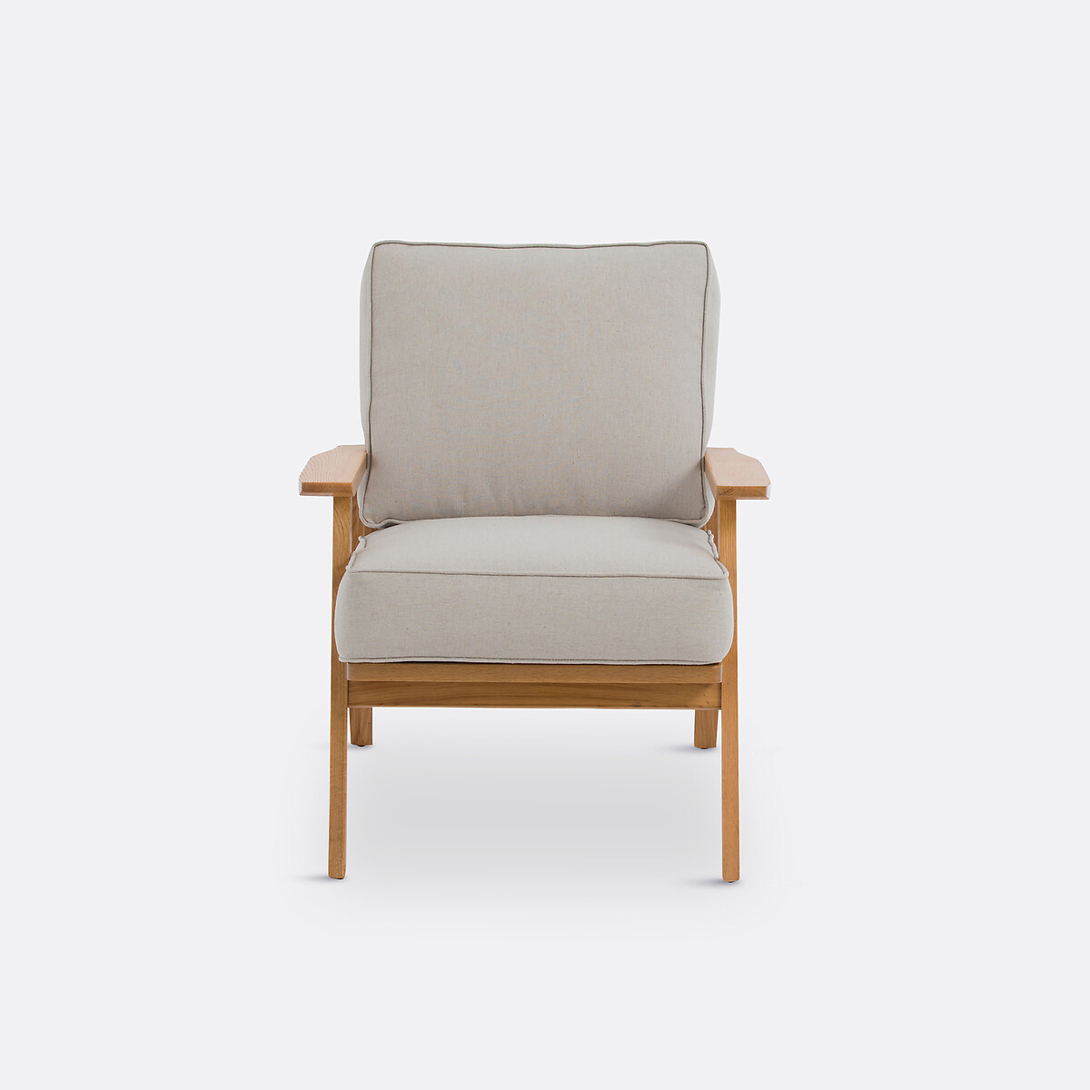 Fauteuil vintage chêne et coton/lin, Linna lin naturel, LA REDOUTE INTERIEURS