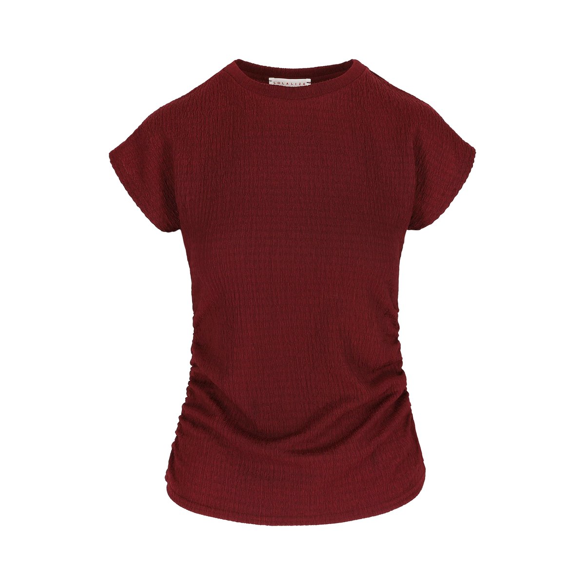 Top texturé drapé bordeau wine, LOLALIZA