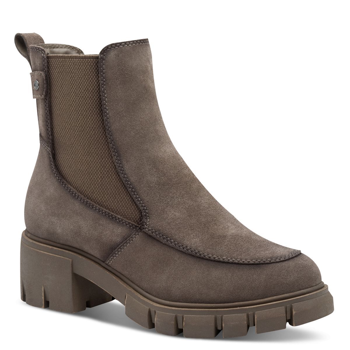 Bottine Chelsea en cuir marron taupe, TAMARIS